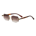 Gafas de sol poligonales sin montura con lentes degradados y patillas doradas - C2 Carey Té a Té Oscuro Gris