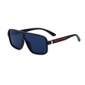 Polarized square sunglasses in black frame with blue lenses and red side accents - Black Frame Gray Blue Lens (C4)