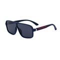 Fashion square frame sunglasses with dark blue frame and sleek red stripe detail - Matte Blue Frame Gray Lens (C6)
