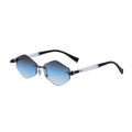 Gafas de sol geométricas sin montura con cristales degradados azules y patillas bicolor - Crema Negro Azul Blanco