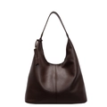 Dunkelbraune Hobo-Tasche aus genarbtem Leder mit Ziernaht und breitem Schultergurt - Braun