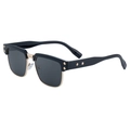 Classic polarized square sunglasses in glossy black frame with golden metal accents - Glossy Black Gold Frame Gray Lens (C1)