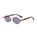 Gafas de sol poligonales sin montura con lentes púrpura claro y patillas de carey - Carey Té Oscuro Púrpura