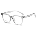 Modern transparent grey square eyeglasses frames for women with vintage minimalist style - C2 Transparent Gray