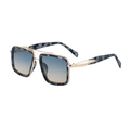 Occhiali da sole squadrati stile aviator con montatura marmorizzata e lenti sfumate - Nero Lucido Montatura Oro Con Lente Sfumata Verde Giallo (C2)