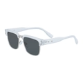Retro square polarized sunglasses with white translucent frames and silver bridge - Matte Transparent Silver Frame Grey Lens (C7)