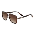 Herren Retro Quadratische Sonnenbrille mit braunem Verlauf und Schildpatt Bügeln - Dunkelbrauner Schildpattrahmen