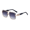 Men's square double bridge sunglasses with gold frames and gradient purple lenses - Golden Double Grey