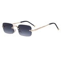 Lunettes de soleil sans monture avec verres gris dégradé et branches en métal doré de profil - Or Gris Dégradé (C2)