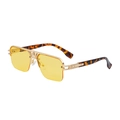 Retro half-frame gold metal sunglasses with yellow lenses and tortoiseshell temples - C6 Bright Gold Yellow Lens