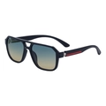 Square frame aviator sunglasses with blue yellow gradient lenses and red temple detail - Glossy Black Frame/Green Yellow Gradient Lens (ZX-8952-C3)