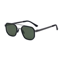 Polarized square sunglasses for men with dark gray metal double bridge and green lenses - C5 Gunmetal Frame G15 Green Lens