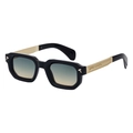 Square sunglasses with black frame, gold arrow-embossed temples, and blue-yellow gradient lenses - Black Gold Green Yellow (C10)