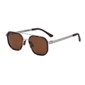 Polarized square sunglasses featuring tortoise shell frames with brown lenses - C6 Silver Tortoise Full Tea