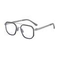 Polarized square double bridge sunglasses with gray frames and silver metal accents - C7 Silver Gray Stripe White Lens