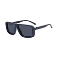 Polarized square sunglasses for men featuring matte black frames and dark grey lenses - Matte Black Frame Gray Lens
