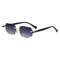 Gafas de sol poligonales sin montura con lentes degradadas azules y detalles en oro - C1 Negro Brillante Doble Gris