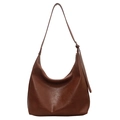 Grande borsa Hobo retrò marrone scuro in ecopelle testurizzata di alta qualità da donna - Marrone Scuro