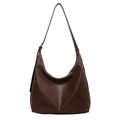 Grande borsa hobo marrone in ecopelle plissettata lucida con tracolla regolabile - caffè