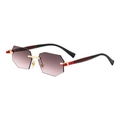 Gafas de sol octagonales sin montura con lentes degradadas marrones y bisagras doradas - C4 Rojo Oscuro Negro Gris Rosa