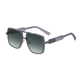 Square gunmetal frame sunglasses with gradient green lenses and textured bridge detail - Gun Grey Green