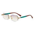 Frameless octagonal sunglasses with gradient lenses and industrial gold metal hinges - C5 Transparent Green Red Grey Blue Coating