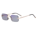Lunettes de soleil sans monture avec verres dégradés violets et branches en métal doré - Or Gris Clair Bleu (C6)