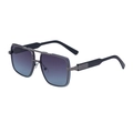 Gunmetal square frame sunglasses with blue-purple gradient lenses and double bridge - Gunmetal Frame Gray Blue