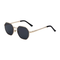 Retro octagonal gold metal frame sunglasses with dark grey polarized lenses for men - Gold Black Frame Full Gray Lens