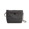 Trend dark grey crossbody bag with classic quilted pattern and silver chain strap - Black