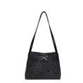 Minimalistische schwarze Beuteltasche mit Sternenmuster und silbernem Schleifen-Detail - Grau Schwarzer Stern
