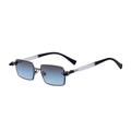 Occhiali da sole quadrati in metallo con montatura grigia e lenti sfumate blu-grigio - Montatura Canna di Fucile Giunzione Blu Bianco (C3)