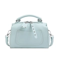 Modische hellblaue Boston-Handtasche aus Premium-Leder mit silbernen Beschlägen - Hellblau