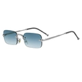 Lunettes de soleil rectangulaires sans monture avec verres bleus dégradés et argent - Argent A Bleu (C5)