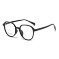 Men's retro black square large frame glasses with polished acetate finish - Bright Black (C1)