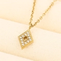 Elegante ciondolo a rombo in oro 18 carati con cristalli di zircone pavé brillanti - Forma a Rombo (A4572)