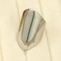 Anello geometrico cavo largo in argento lucido in acciaio inossidabile finitura specchio - Anello aperto liscio largo - Acciaio