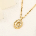 Élégant collier avec pendentif lettre O plaqué or et cristaux de strass brillants - Forme Ovale (A4574)
