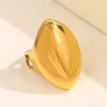 Minimalistischer klobiger goldener Ring mit polierter, glatter ovaler Oberfläche - Wassertropfen Gebogener Stil (A4704)