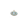 Pendente occhio greco in acciaio inossidabile dorato e smalto azzurro stile boho - Ciondolo Occhio Blu Lago