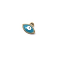 Golden stainless steel evil eye pendant with blue and white enamel for DIY jewelry - Small Lake Blue Drip Oil Eye Pendant