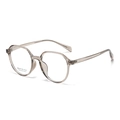 Retro square oversized optical frame glasses in transparent gray acetate finish - Transparent Grey Brown (C2-1)