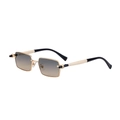 Rectangle vintage sunglasses with gold metal frame and gradient brown lenses - Gold Frame Matte Black White Gradient Tea (C6)