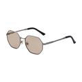 Retro polygon sunglasses with tea brown lenses and gunmetal frames for men - Light Gunmetal Frame Light Tea Lens