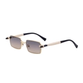 Rectangle gold metal sunglasses with gradient lenses and bicolor temple details - Gold Frame Beige Black Splicing Gradient Orange (C7)