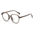 Retro square oversized glasses with tea-colored transparent frame, model AT88618 C8 - Transparent Brown (C8)