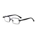 Classic black rectangular sunglasses with full-rim metal frame and sleek temples - Bright Black Gold Frame Anti-Blue Light Lens (C8)