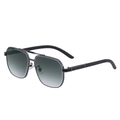 Men's square frame sunglasses with gunmetal bridge and black textured temples - Metallic Frame Gray Green Lenses (C4)