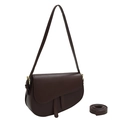 Dunkelbraune matte Satteltasche mit verstellbaren Schultergurten und Klappverschluss - Braun
