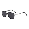 Classic black pilot sunglasses with matte black metal frame and silver cheetah detail - Matte Black Silver Matte Black Temples Full Gray (C3)